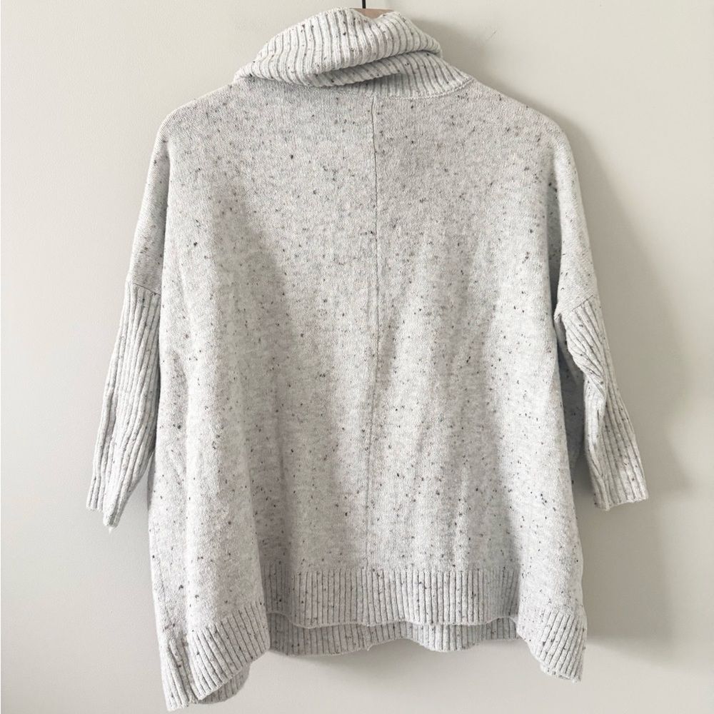 Loft Drop Shoulder Poncho Turtleneck Sweater in Gray with Multi Specks Size XXSP - Picture 5 of 5